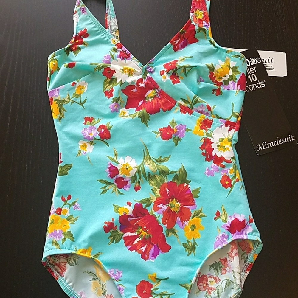 Miraclesuit Turquoise Floral Swimwear